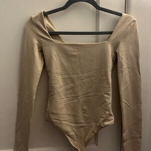 Aritzia Tan Oatmeal Contour Bodysuit